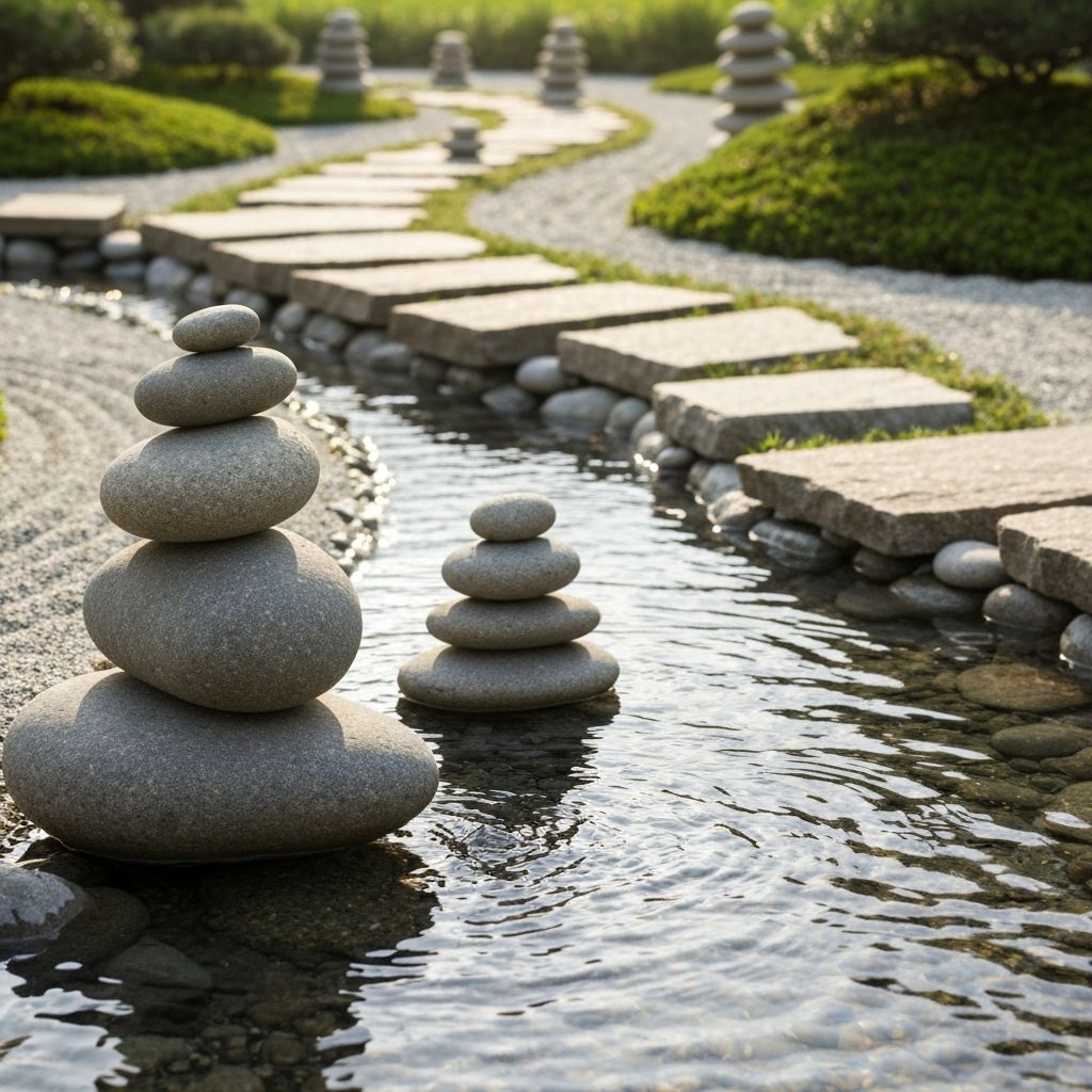 Balanced stones and peaceful environment